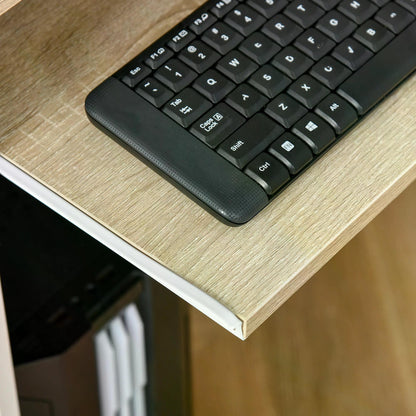 Computer Desk with Drawer, Compact Computer Table with Keyboard Tray Study Office Working, Oak Colour