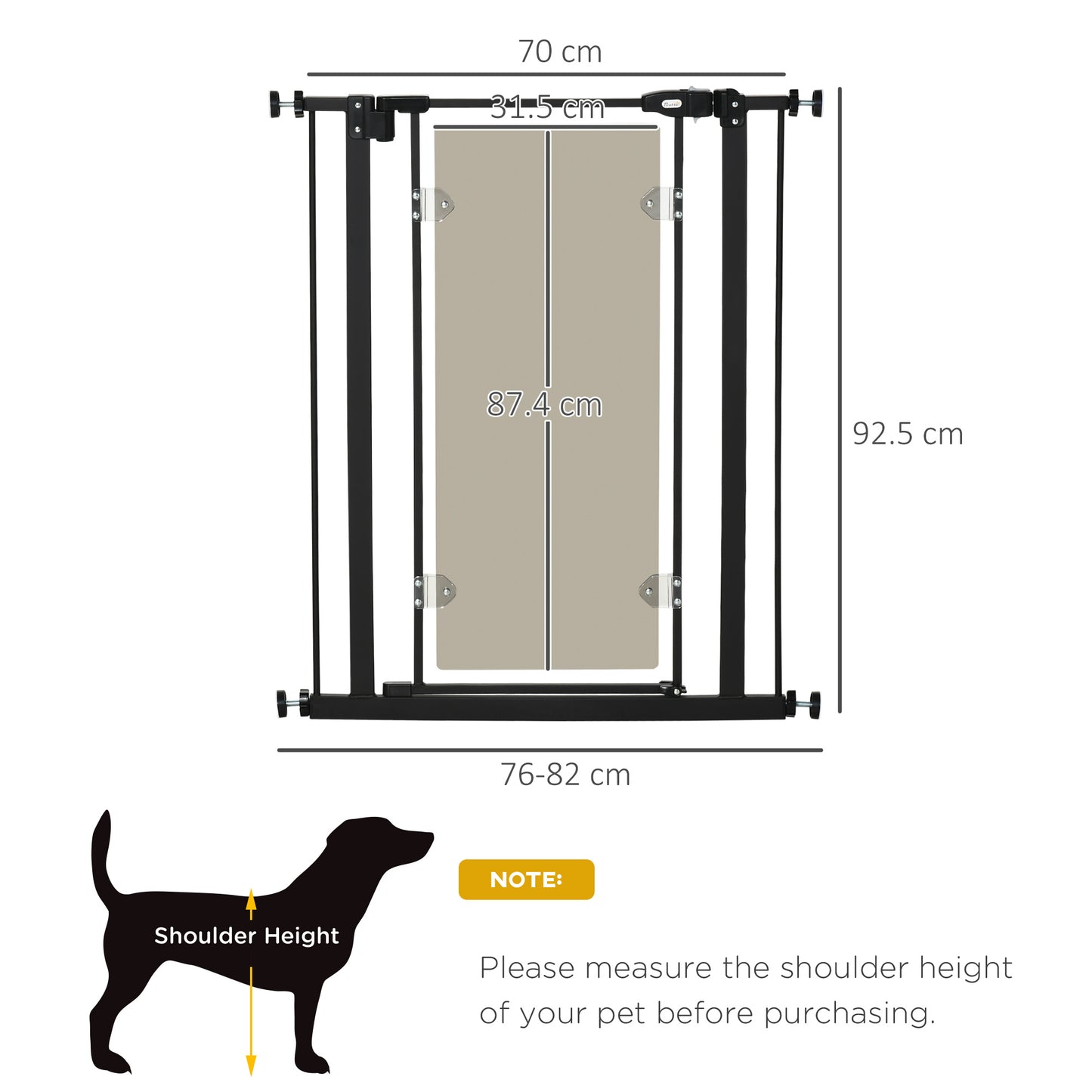 Dog Barrier for House,Pressure Fit Pet Safety Gate, Auto-Close Dog Barrier Stairgate, with Double Locking, Black