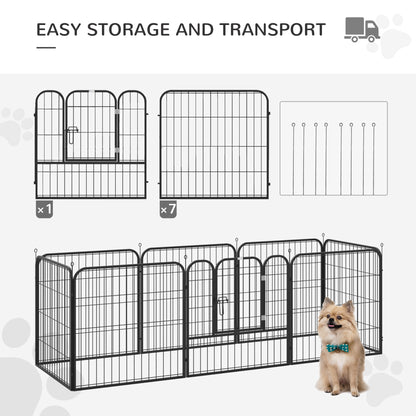 Heavy Duty Dog Pet Puppy Metal Playpen Play Pen Rabbit Pig Hutch Run Enclosure Foldable Black 79 x 79cm (Medium)