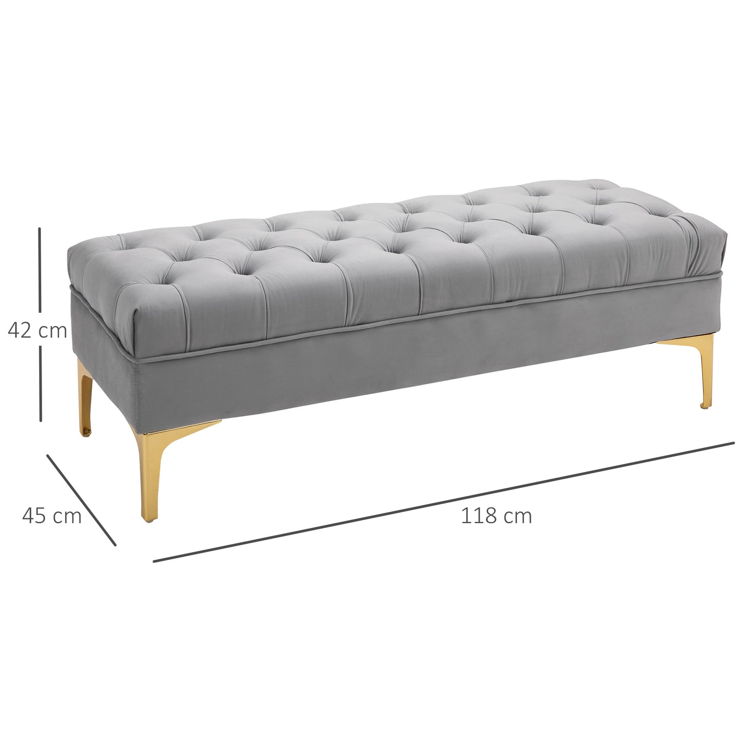 Modern Upholstered bench, End of Bed Bench, Entryway Shoe Bench with Button Tufted for Living Room, Bedroom, Grey