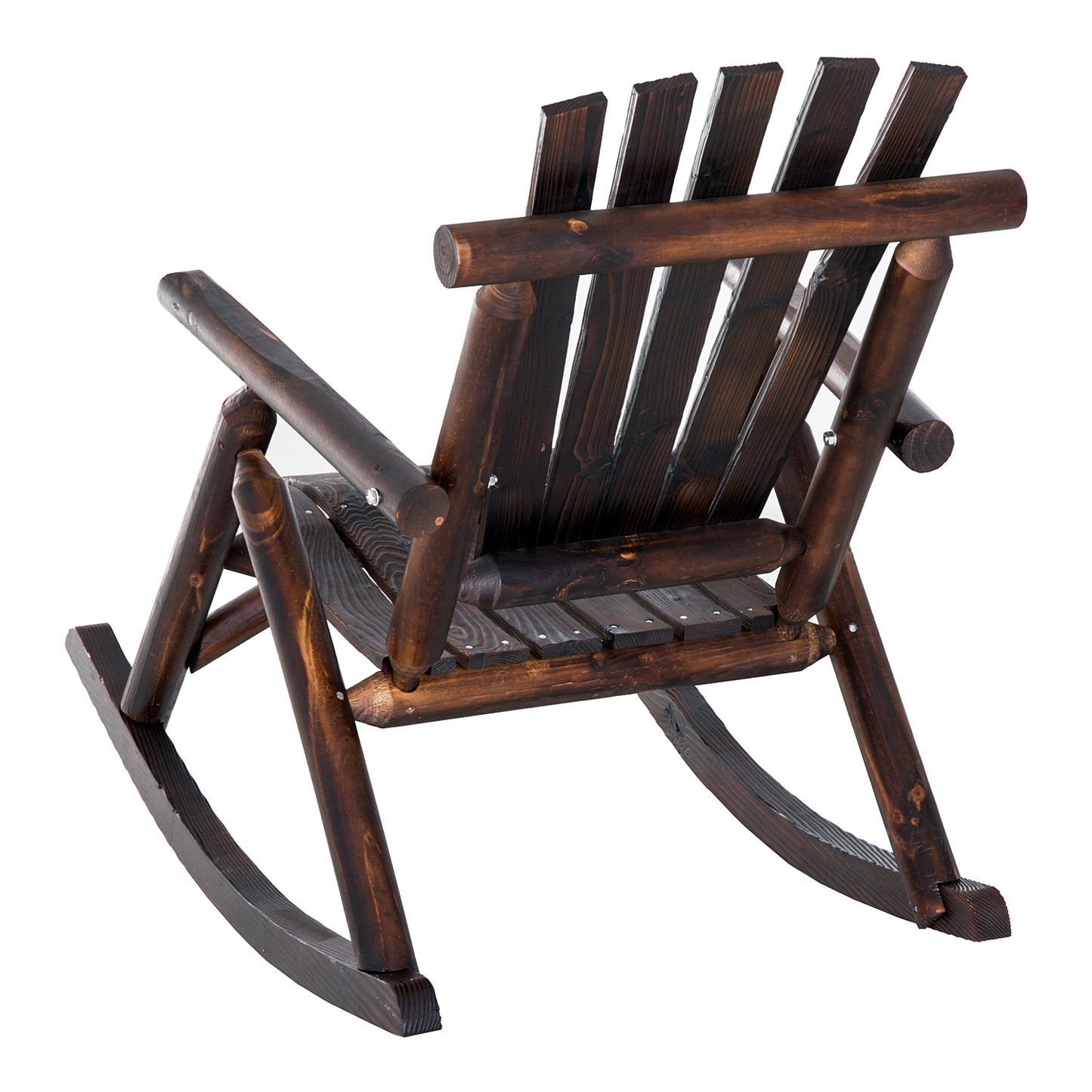 Fir Wood Outdoor Adirondack Rocking Armchair Brown