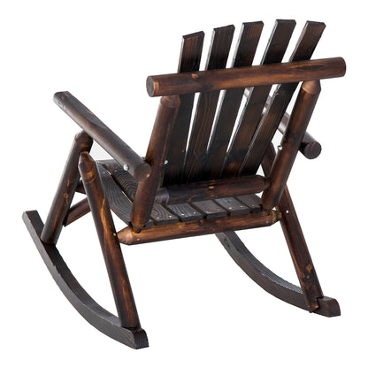 Fir Wood Outdoor Adirondack Rocking Armchair Brown