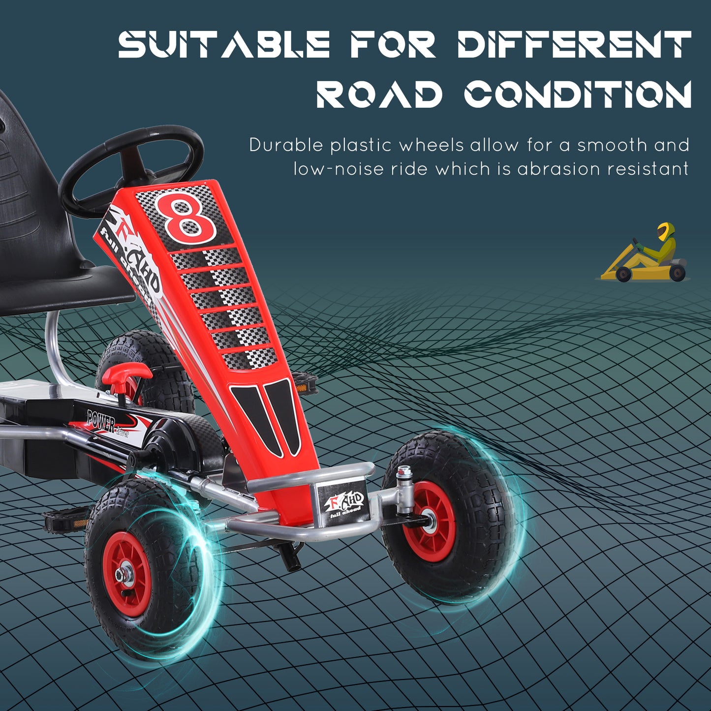 Homcom Pedal Go Kart Go Karting For Kids Children'S Go Karts Ride On Car Racing Style W/Adjustable Seat Handbrake & Clutch-Red