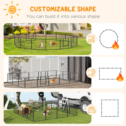 Heavy Duty Dog Pen with 2 Doors, 16 Panels Dog Playpen, Portable Puppy Pen for Indoors, Outdoors, 60H cm