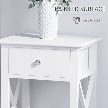 Plant Holder Table, 40Lx30Wx55H cm End Table-White