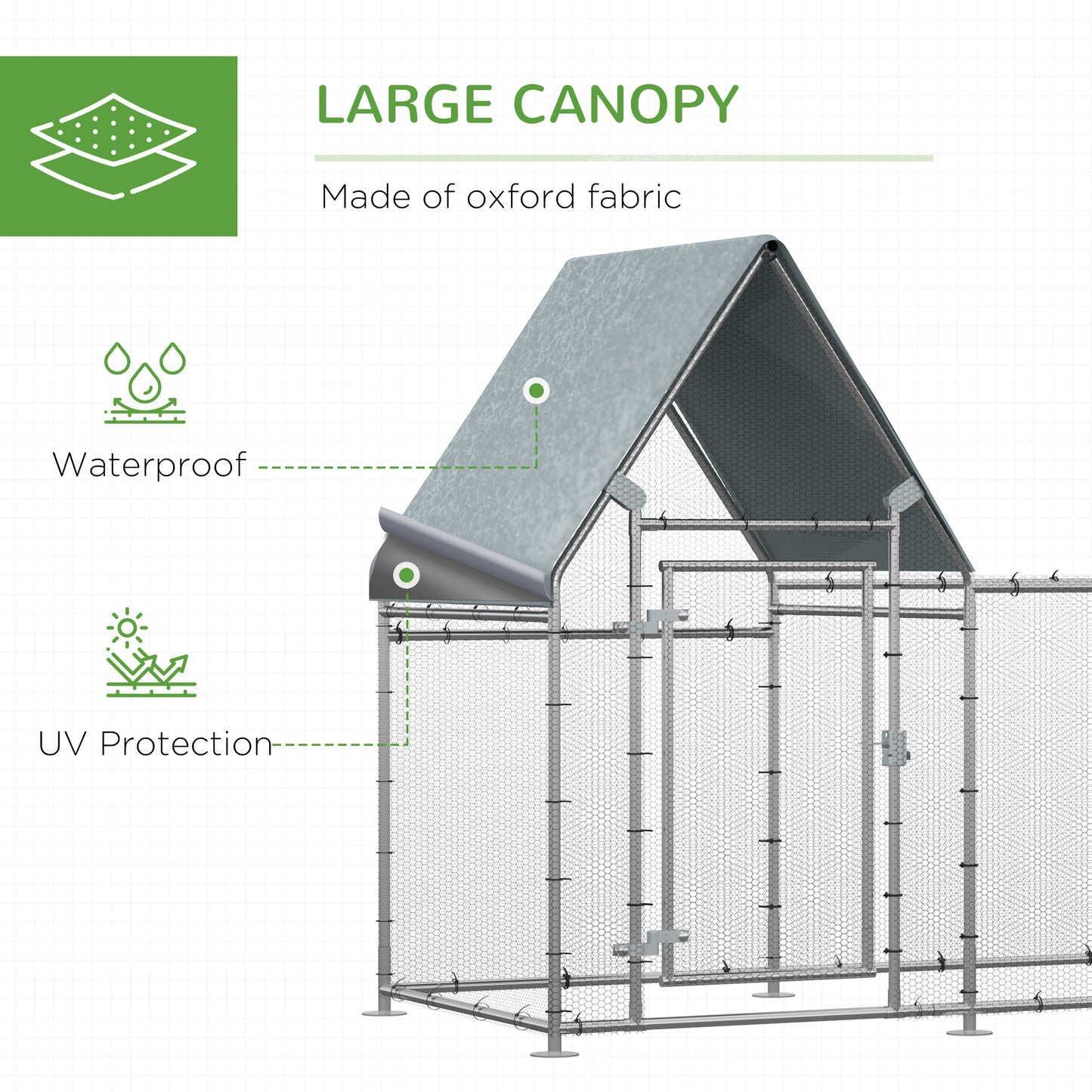 Walk In Chicken Run Large Galvanized Chicken Coop Hen House Poultry Coops Cages Rabbit Hutch Metal Enclosure