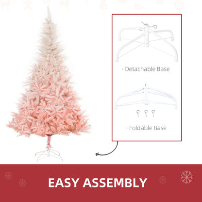 6ft Pink Christmas Tree, Holiday Home Decoration with Metal Stand, Automatic Open