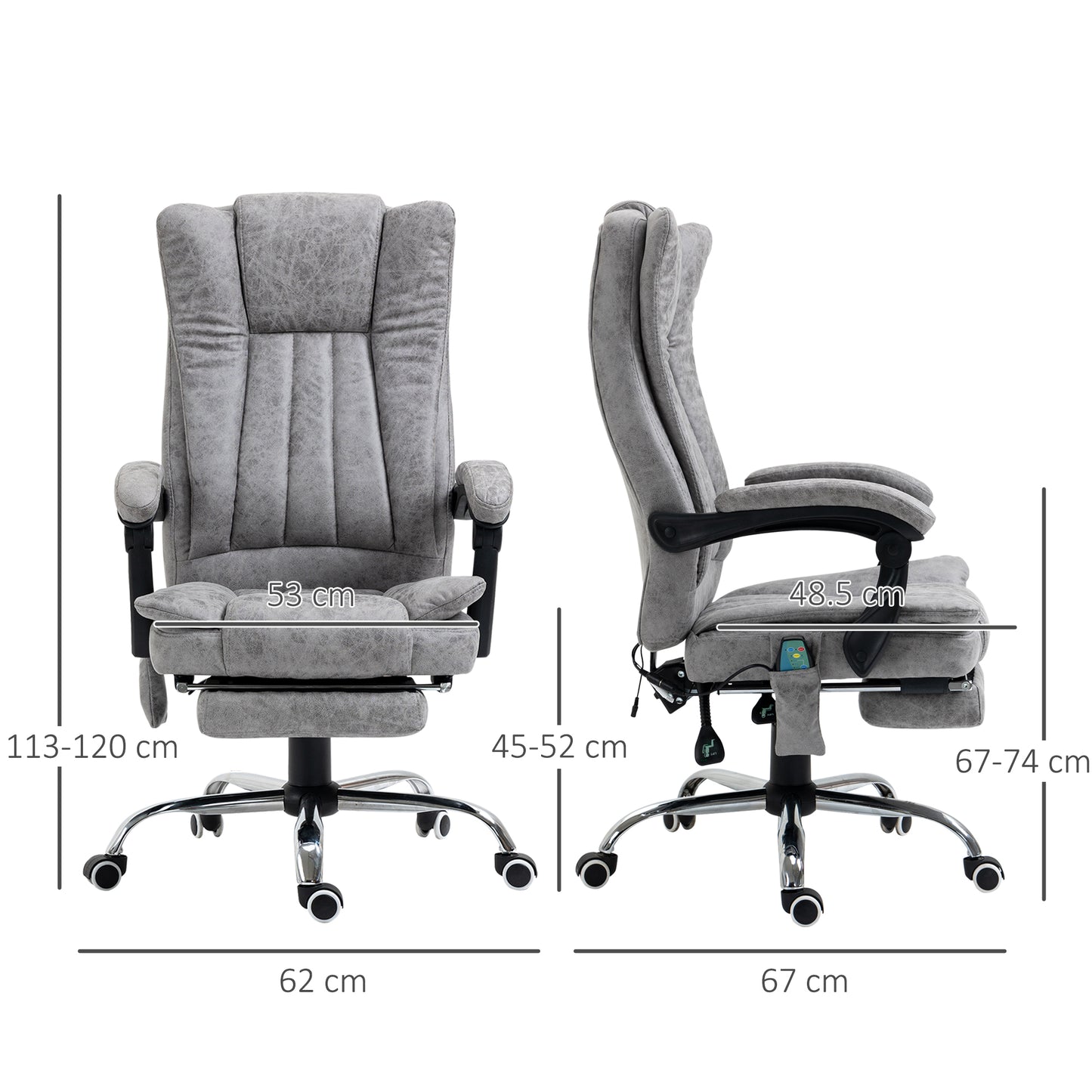 Executive Office Chair, Massage Office Chair, Office Chair,  w/Footstool, 135° Reclining, 360° Swivel, 6-point Massage, Grey