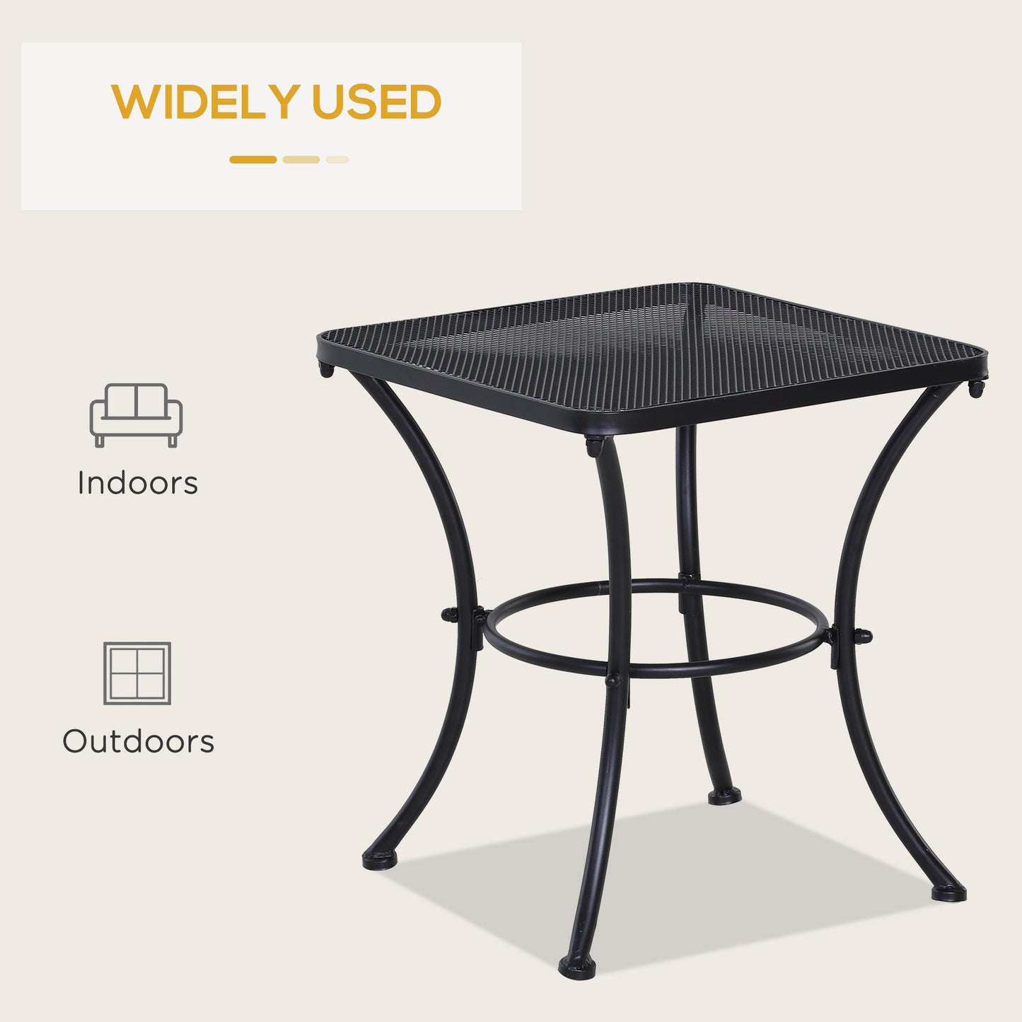 Metal Square Outdoor Garden Bistro Table Black