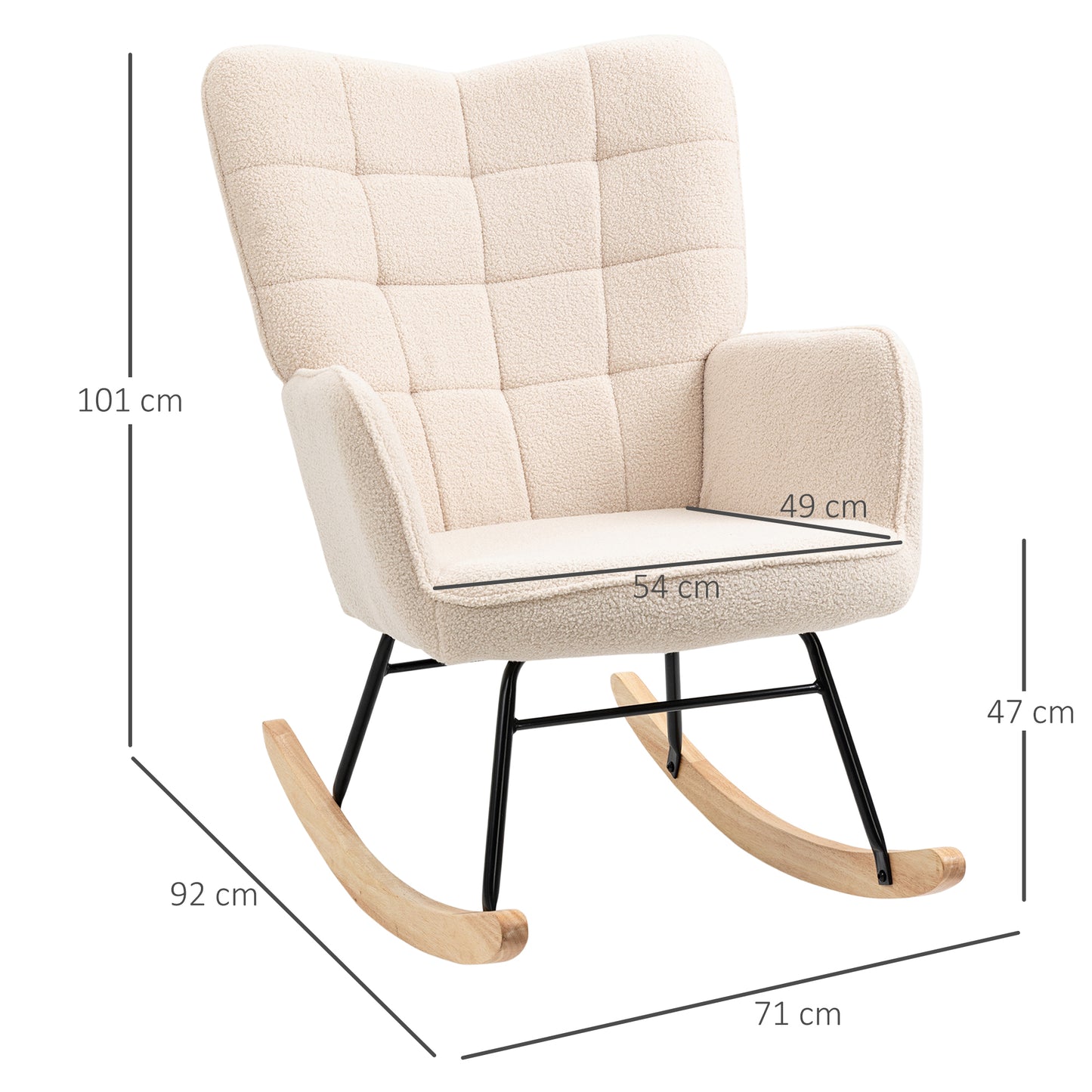 Boucle Rocking Chair, for Nursing, Berber Fleece Nursery Glider Rocker, Modern Armchair for Living Room, Beige