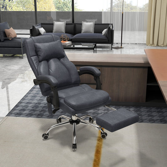 Vinsetto Executive Office Chair, Massage Office Chair, Office Chair, w/Headrest, Footstool, 135° Reclining, 360° Swivel Dark Grey 