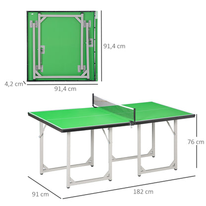 Indoor Ping Pong Table, 6ft 182cm, Folding, with Net Multi-Use Table for Indoor Outdoor Game, Green