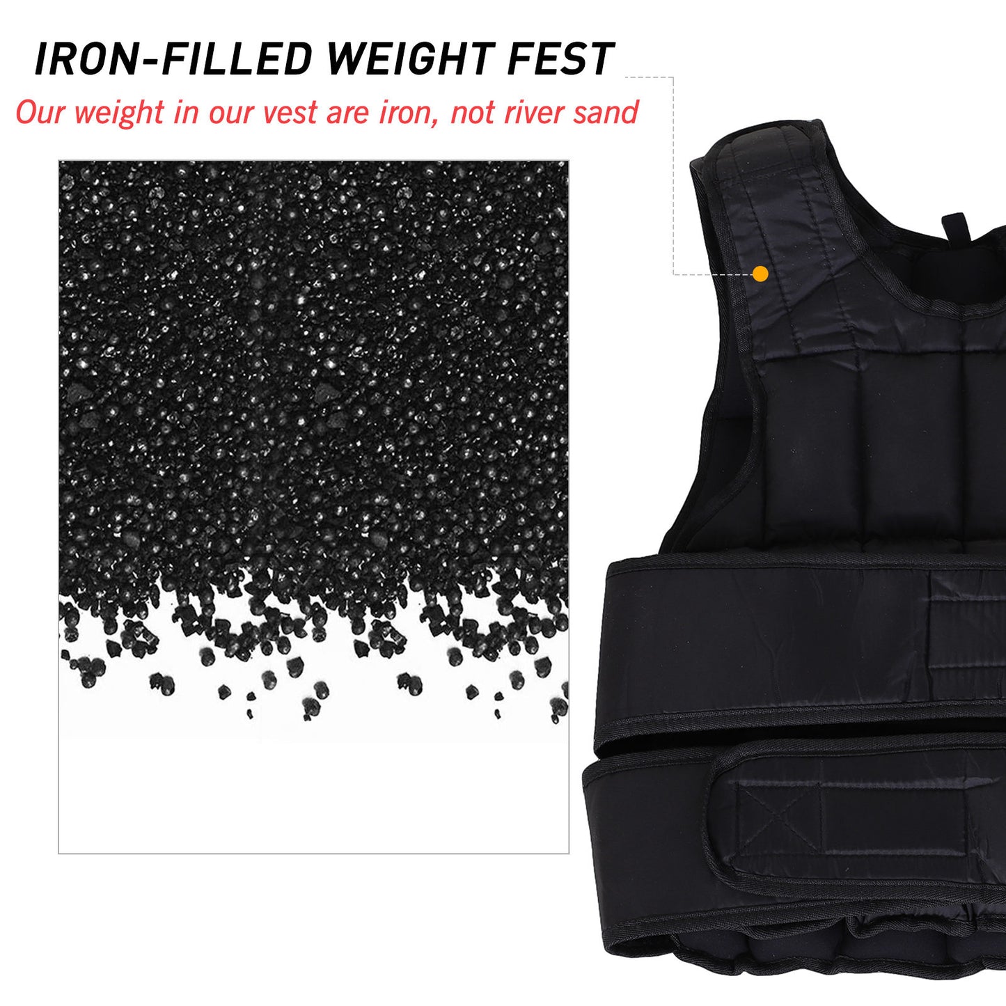 15kg Adjustable Metal Sand Weight Vest Black