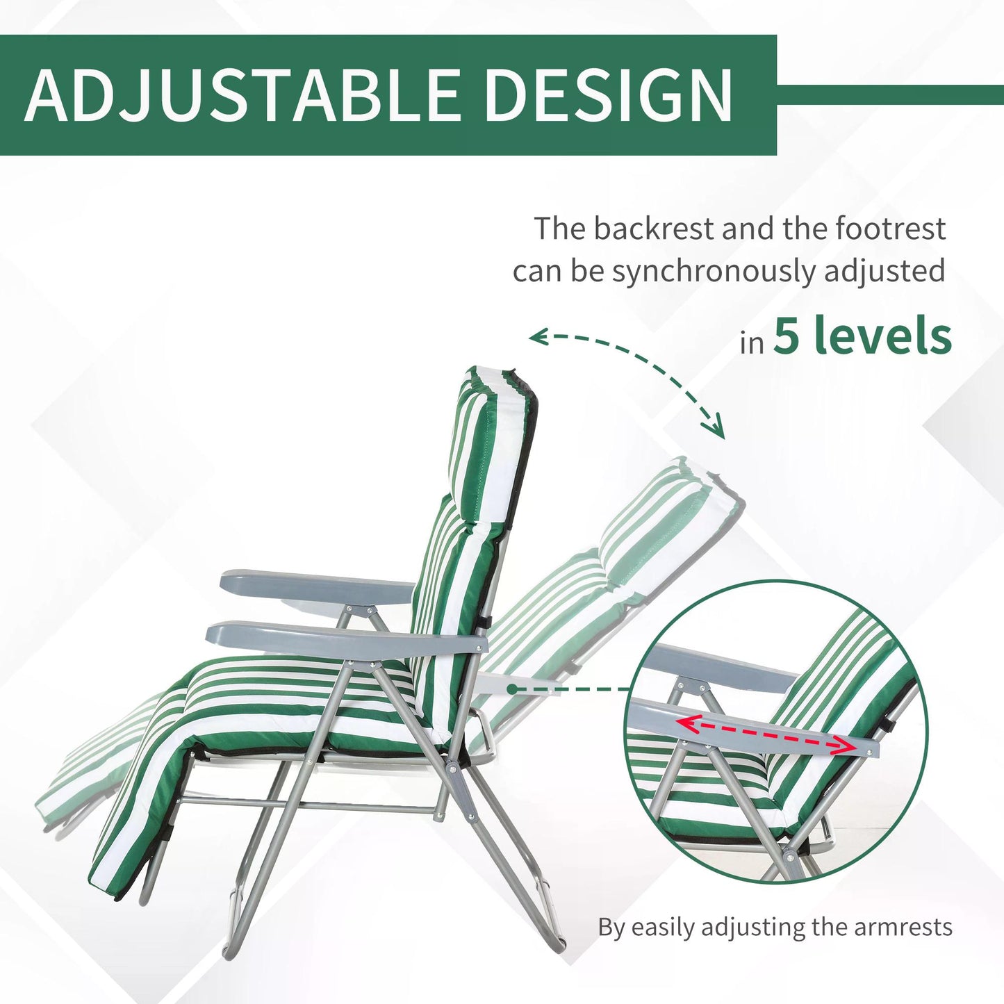 2 Pc Folding Sun Reclining Chairs W/ Cushions