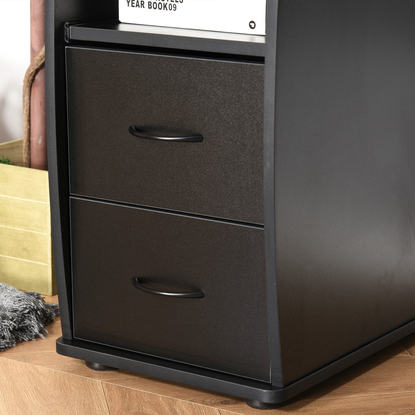 Computer Desk Office PC Table Workstation with Keyboard Tray, CPU Shelf, Drawers, Sliding Scanner Shelf, Black