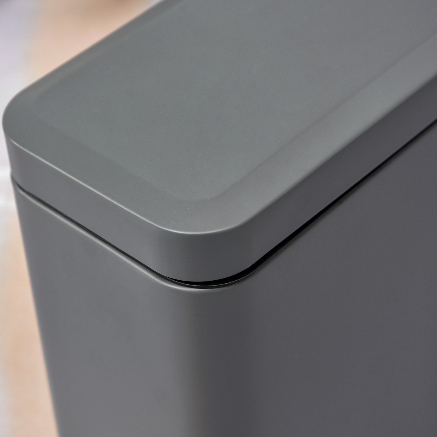 5L Pedal Bin, Bathroom Bin Small, Steel, with Quiet-Closed Lid, Silent and Gentle Open, Oversized pedal, Back Pull Ring