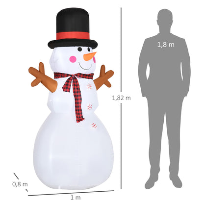 6ft Inflatable Snowman, Outdoor Indoor Christmas Decoration for Lawn with Hat Scarf LED Lights