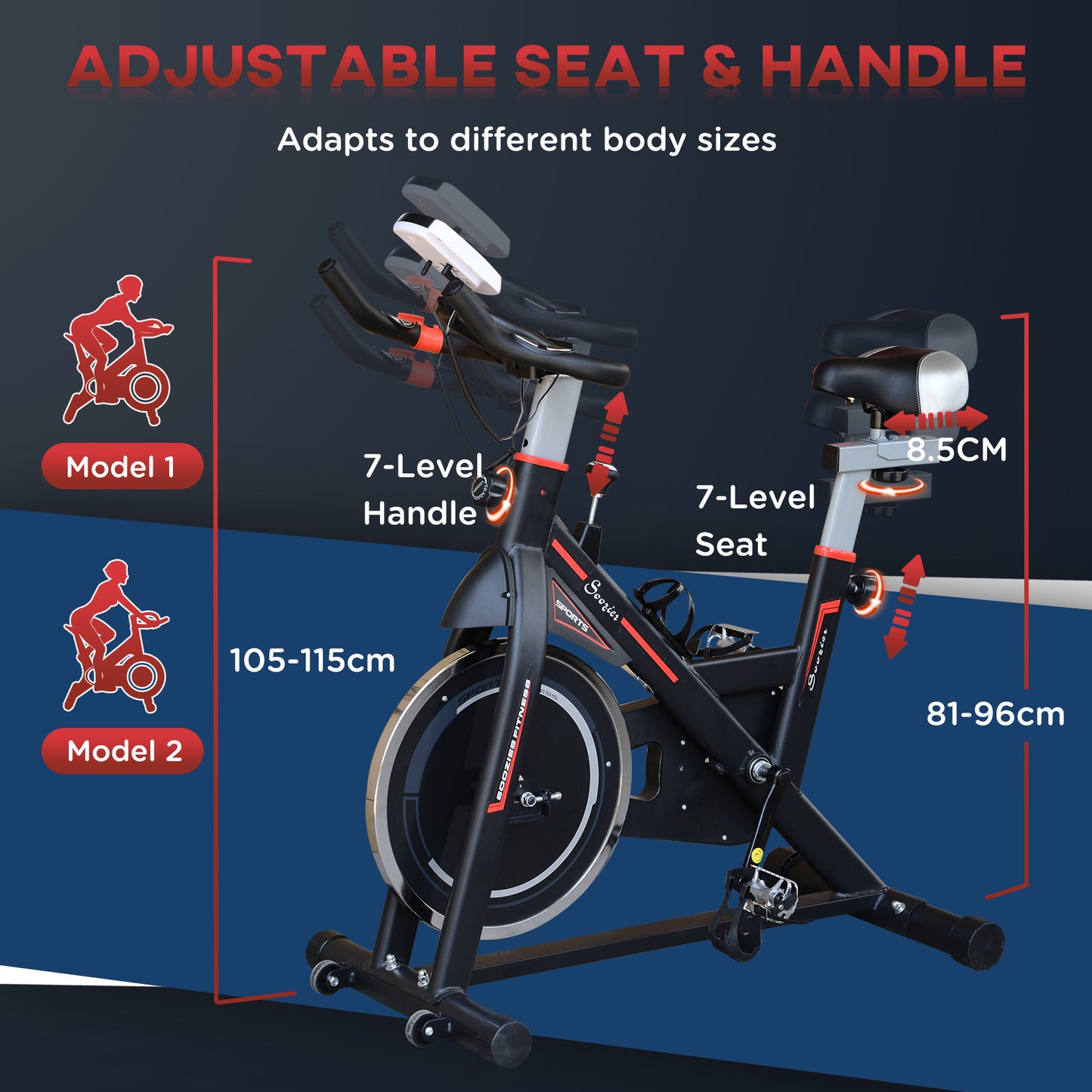 Belt-Driven Exercise Bike Adjustable Resistance Racing Bicycle Home Fitness Trainer with LCD Display-Black