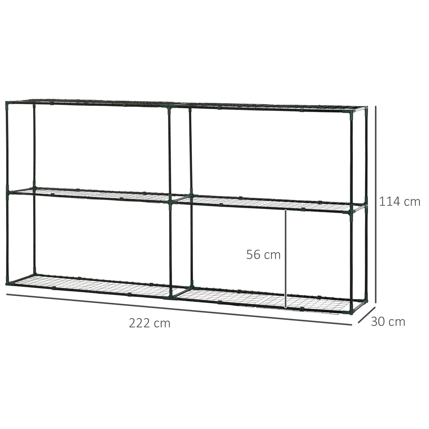 222L x 30W x 114H cm 3 Tier Metal Plant Stand, Greenhouse Staging Flower Pot Shelf, Flower Display Shelf, Storage Rack