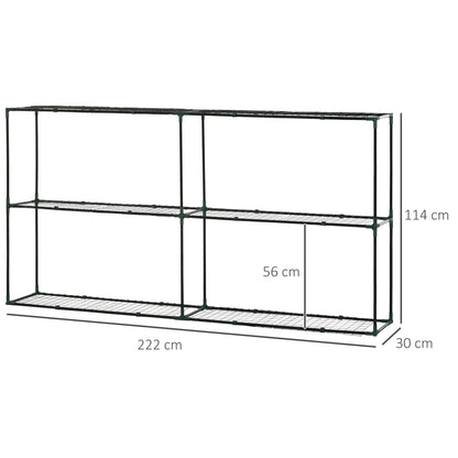 222L x 30W x 114H cm 3 Tier Metal Plant Stand, Greenhouse Staging Flower Pot Shelf, Flower Display Shelf, Storage Rack