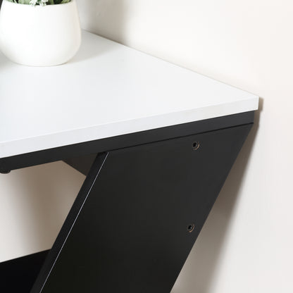 Study Desks with Storage, 120x60x75.5cm Laptop Workstation with 6 Open Shelves White and Black