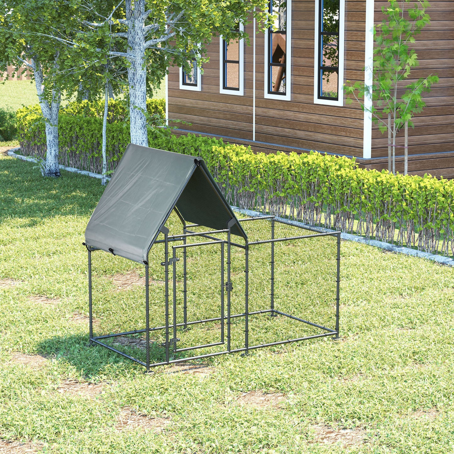 PawHut Walk In Chicken Run Large Galvanized Chicken Coop Hen House Poultry Coops Cages Rabbit Hutch Metal Enclosure 