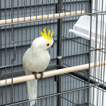 Large Bird Cage Budgie Cage for Finch Canaries Parakeet with Rolling Stand, Slide-out Tray, Storage Shelf, Food Containers, Dark Grey