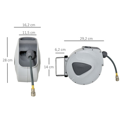 Retractable Air Hose Reel 10m+90cm (Hose Diameter 3/8" 9.5mm), Hose Connector 1/4" BSP, Wall Mount Auto Rewind Hose-Reel