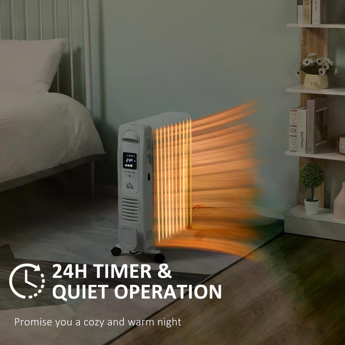 2720W Oil Filled Radiator with Timer, 11 Fin, Portable with LED Display, 3 Heat Settings