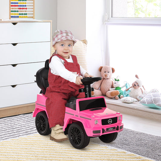 HOMCOM Compatible Ride-on Sliding Car Mercedes-Benz G350 Walker Foot to Floor Slider Stroller Toddler Vehicle Push-Along Pink 