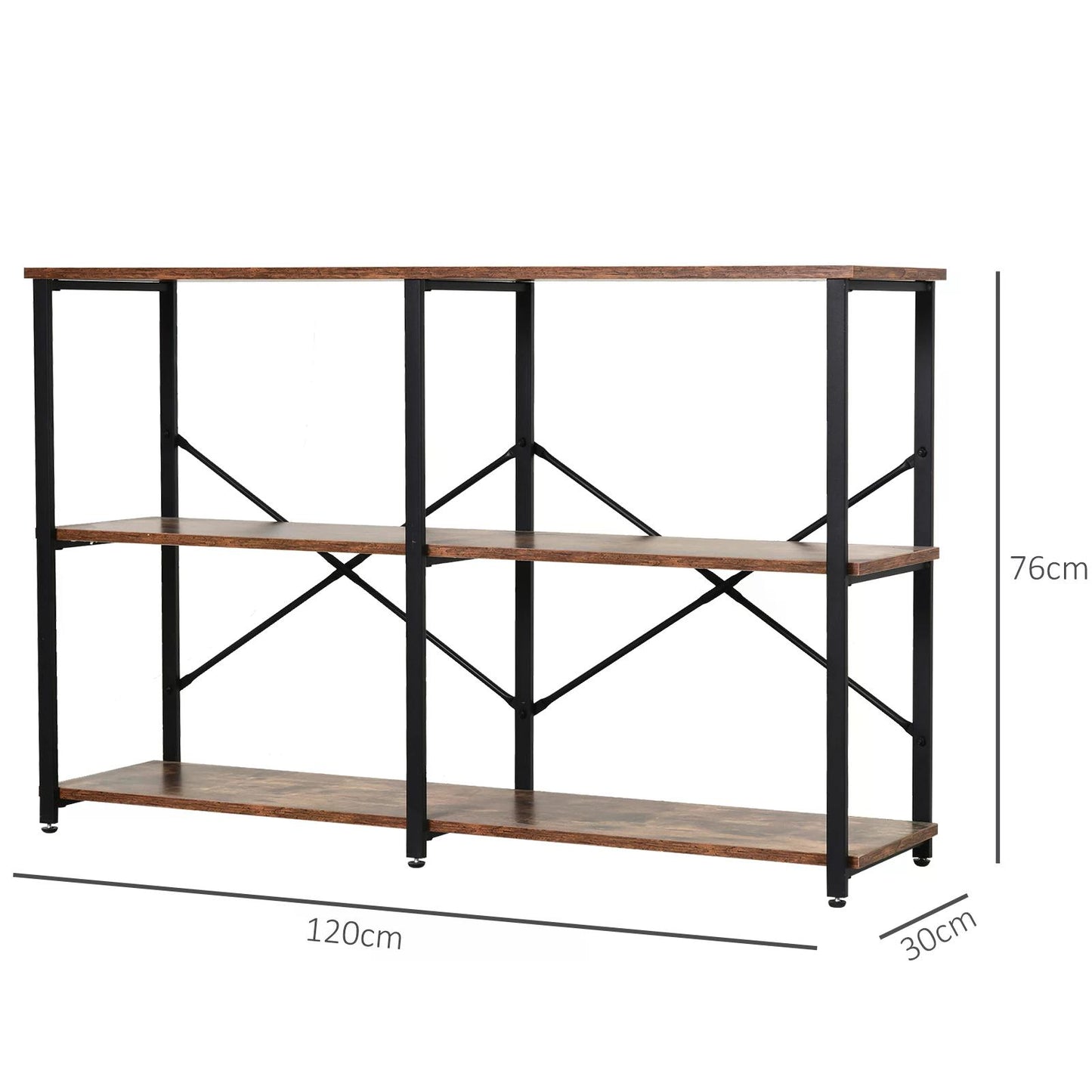 Particle Board 3-Tier Shelving Unit Brown