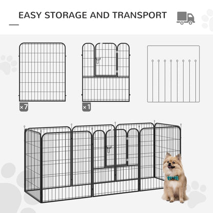 Heavy Duty Dog Pet Puppy Metal Playpen Play Pen Rabbit Pig Hutch Run Enclosure Foldable Black 79 x 100cm (Large)