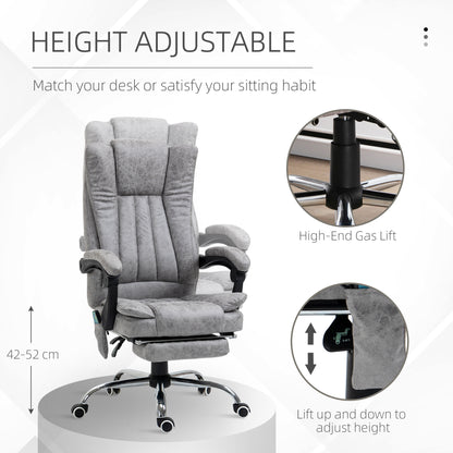 Executive Office Chair, Massage Office Chair, Office Chair,  w/Footstool, 135° Reclining, 360° Swivel, 6-point Massage, Grey