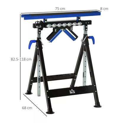 Multi-Function 4 in 1 Workbench Work Table, Ball Support Stand and Roller Trestle, Height Adjustable, Steel Frame