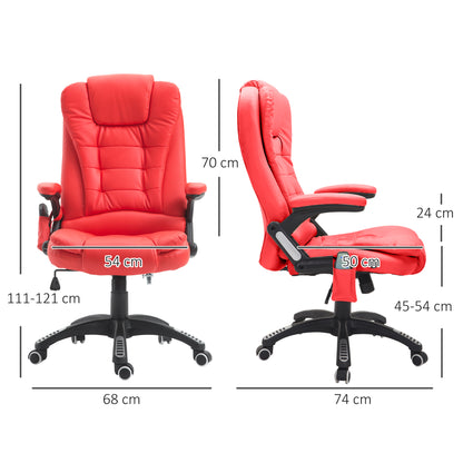 Ergonomic Office Chair, Massage Office Chair, Executive Office Chair, Leather, 135°Reclining, 360° Swivel, Rocking Function Red