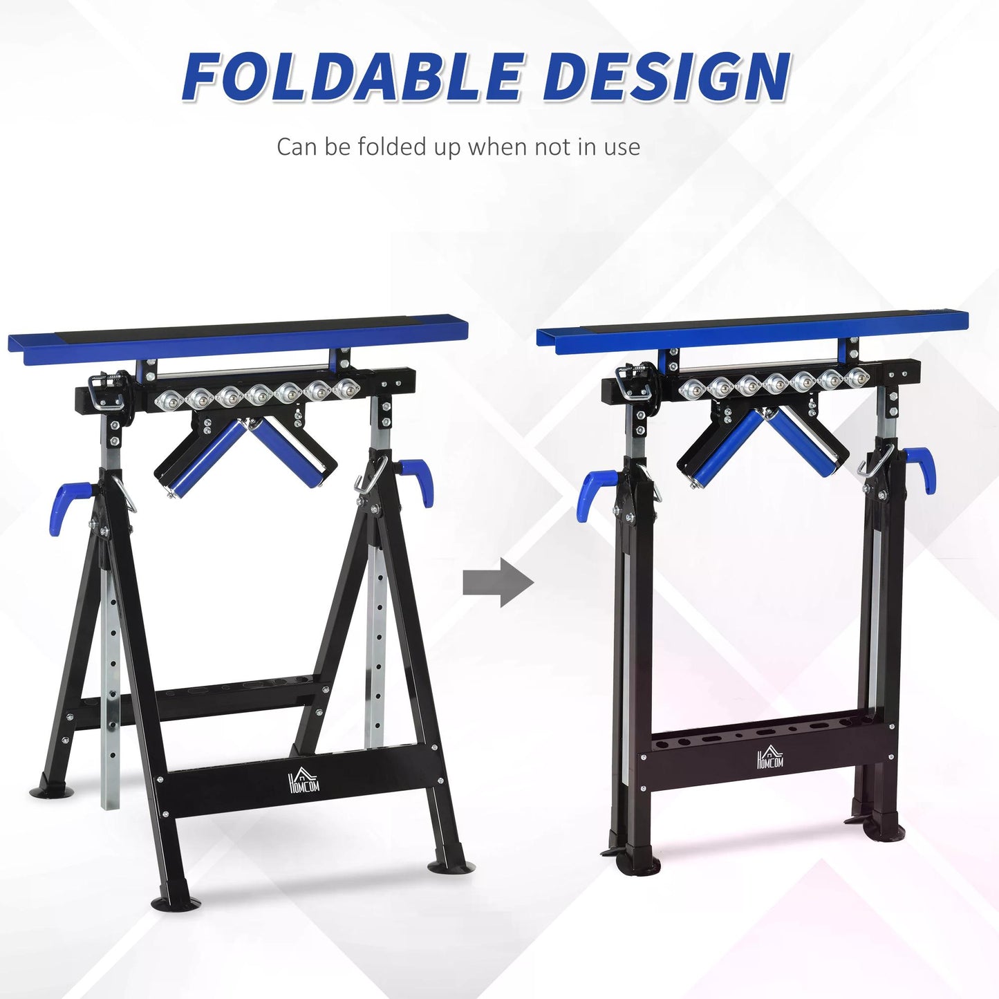 Multi-Function 4 in 1 Workbench Work Table, Ball Support Stand and Roller Trestle, Height Adjustable, Steel Frame