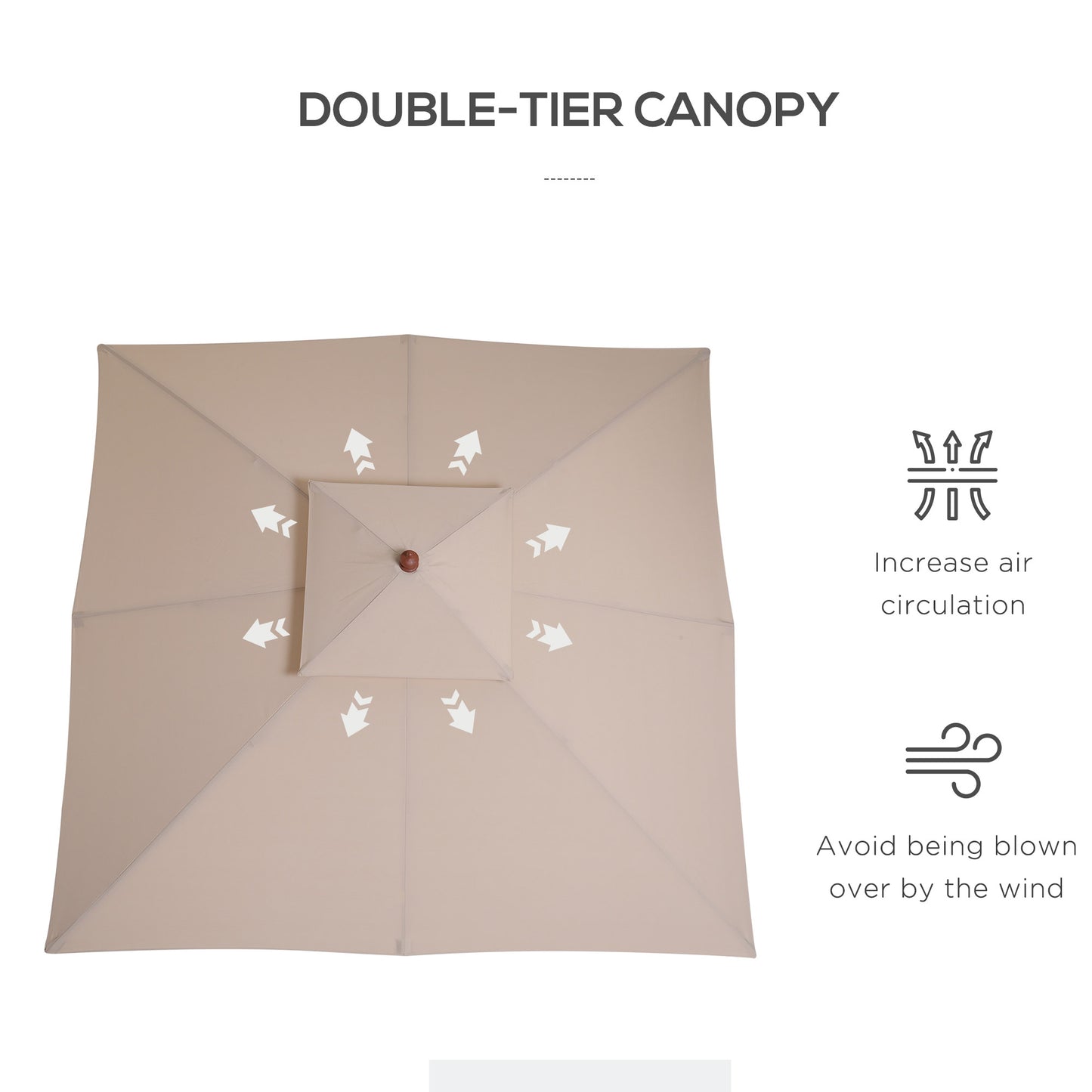 3x3m  Sun Umbrella W/2 Pulley-Beige