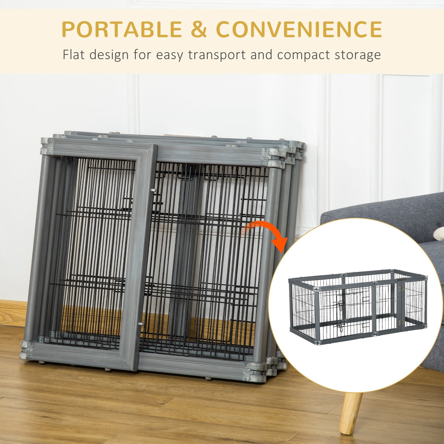 Heavy Duty Pet Playpen, 6 Panels Puppy Play Whelping Pen, Foldable Steel Dog Exercise Fence, with Door, Double Locking Latches