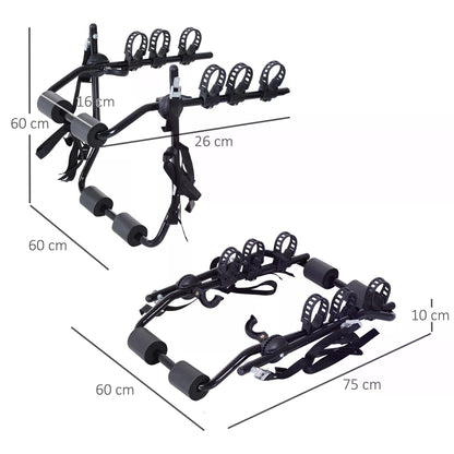 3 Bicycles Car Carrier Rack-Black