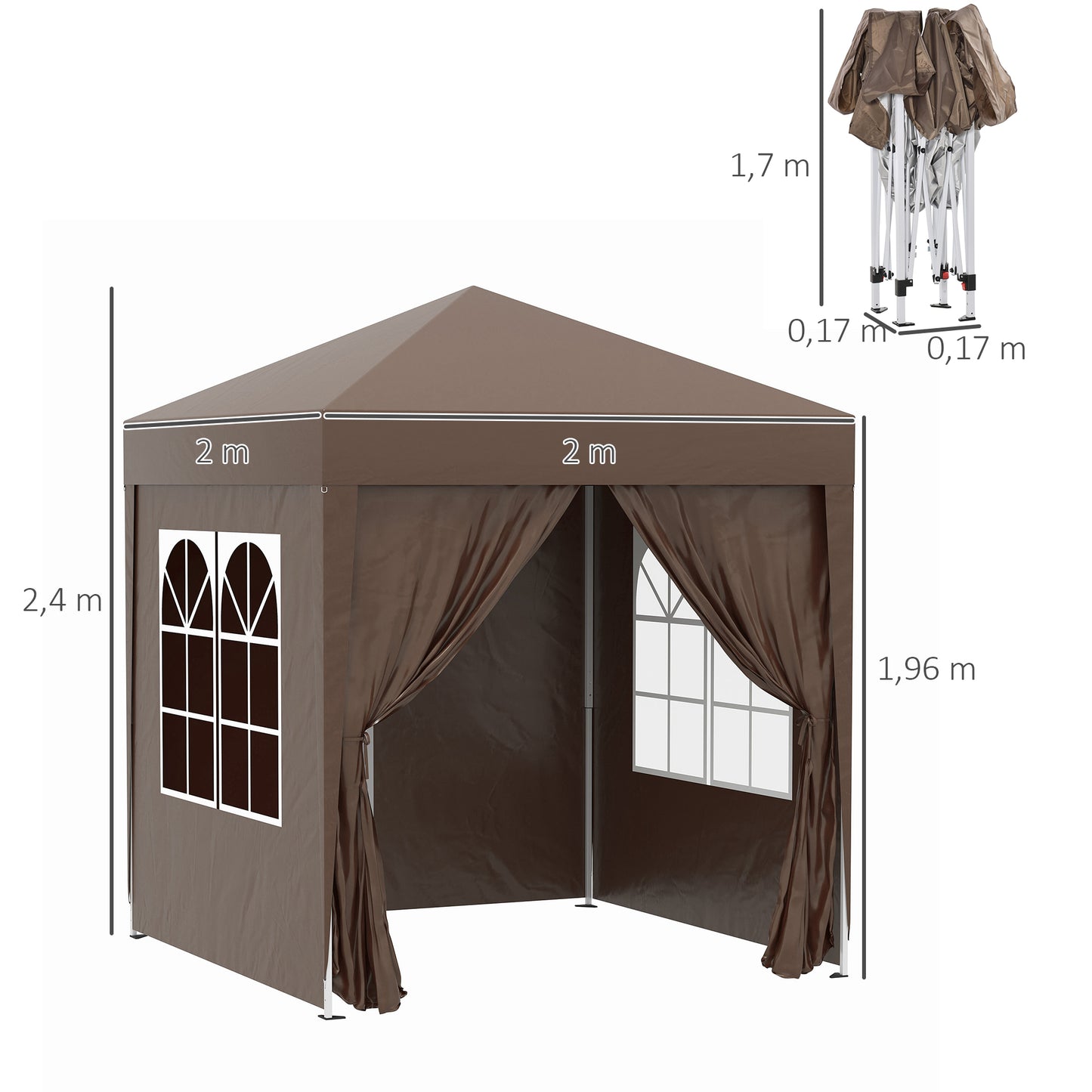 2 x 2m Pop Up Gazebo-Coffee