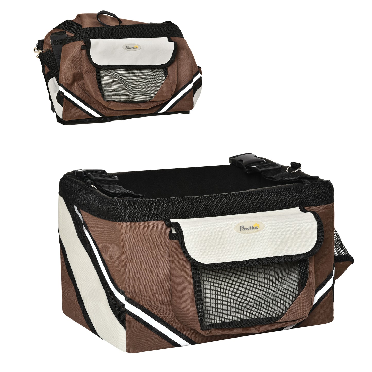 Cat Carrier, Dog Carrier, Dog Travel Crate, Folding Fabric Soft 38L x 27W x 26Hcm-Brown