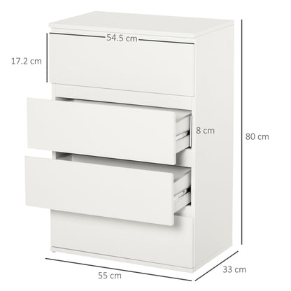 Chest of Drawers, 4 Drawers Storage Cabinet Floor Tower Cupboard for Bedroom Living Room, White