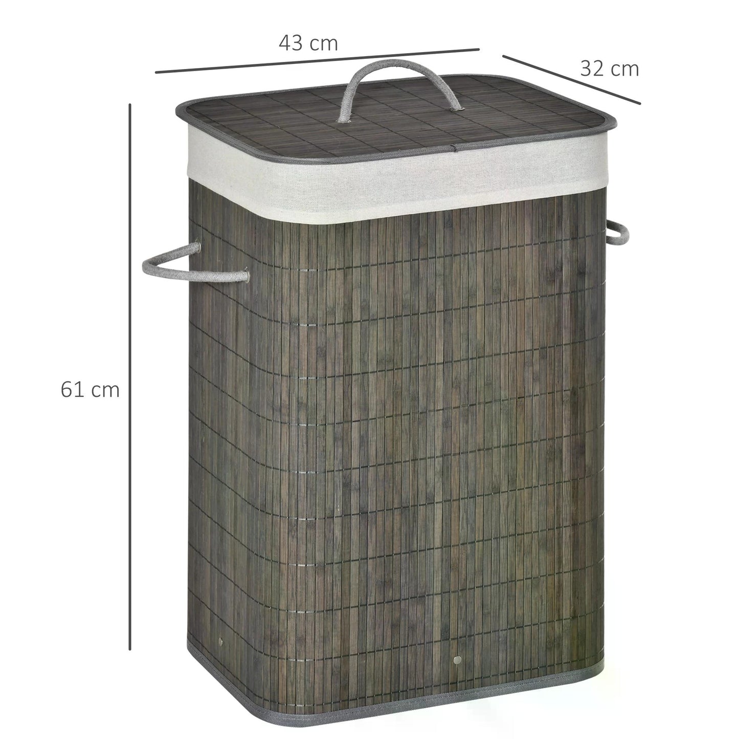 Laundry Hamper with Lid, Bamboo, w/String Handles Collapsible Hamper Removable Lining Board