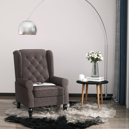 HOMCOM Club Armchair, Home Furniture Retro Tufted Club Brown 