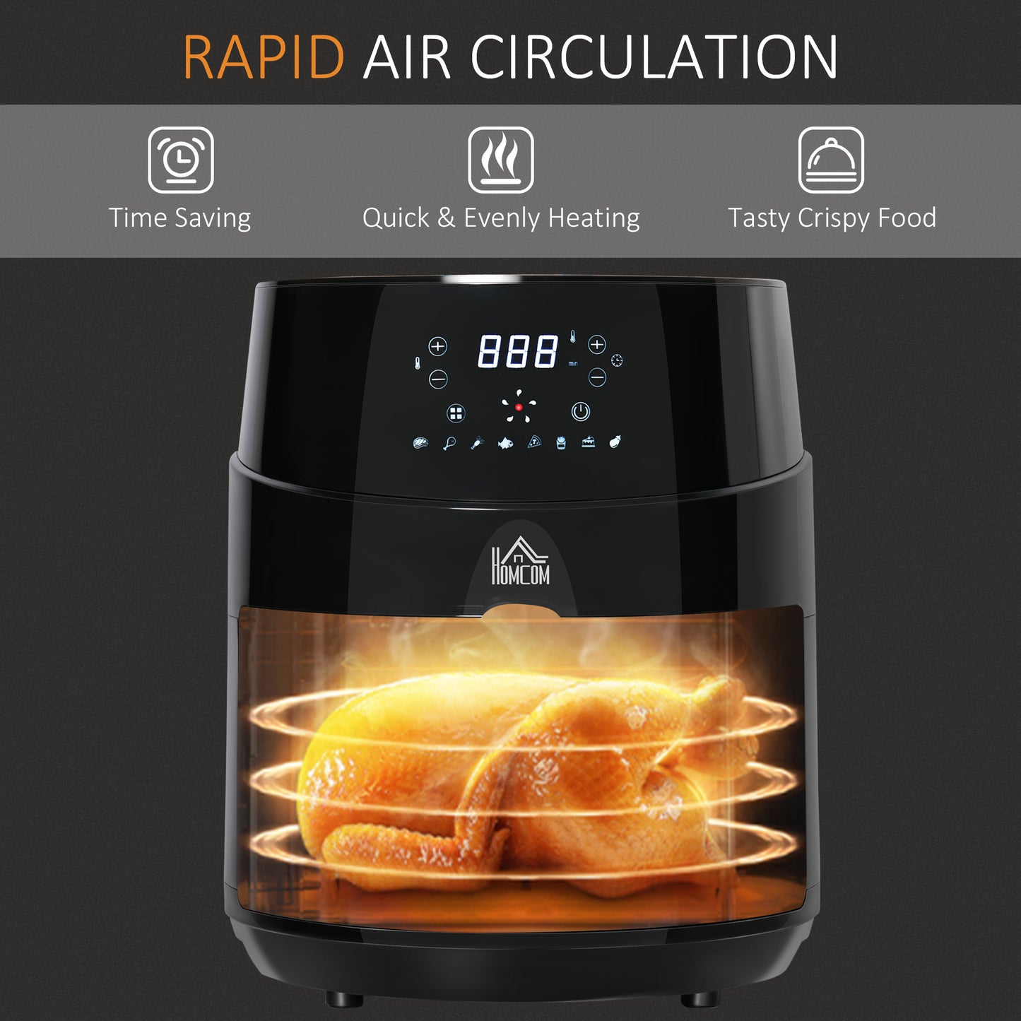 Air Fryers, 1500W 4.5L Air Fryers Oven with Digital Display, Rapid Air Circulation, Adjustable Temperature, Timer and Nonstick Basket