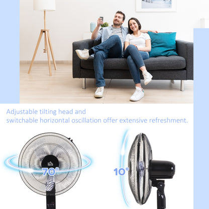 ABS Free-Standing Oscillating Timer Fan w/ Remote Black