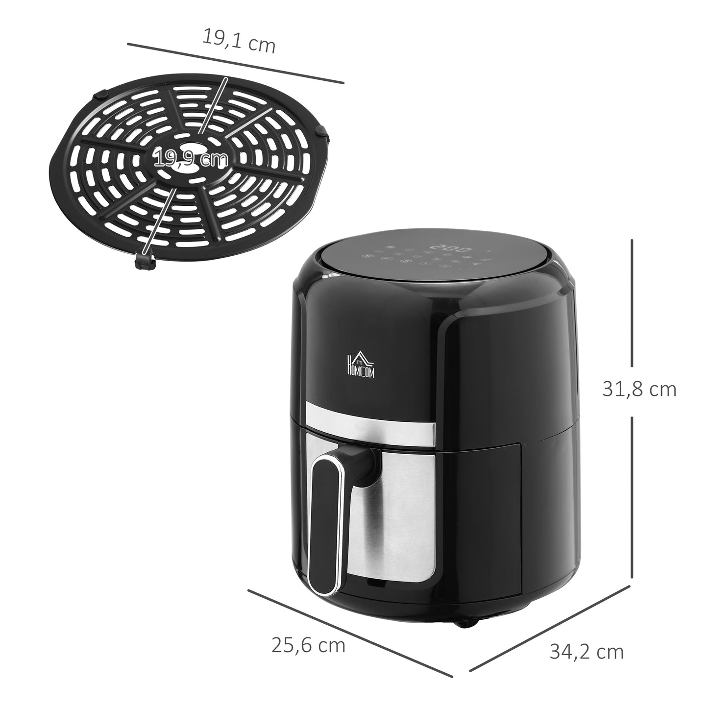 Air Fryers, 1300W 4L Air Fryers Oven with Rapid Air Circulation, Adjustable Temperature, Timer and Nonstick Basket, Black