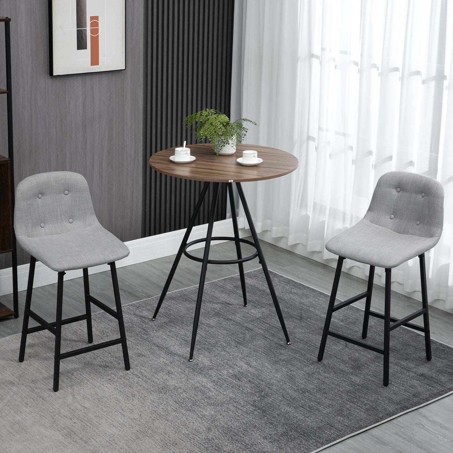 HOMCOM Round Bar Table with Fixed Tabletop and Steel Legs, Circular Cocktail Table for Dining Room, Home Bar 