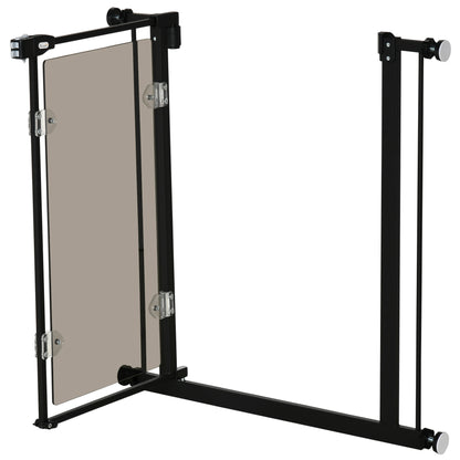 Pressure Fit Pet Safety Gate, Auto-Close Dog Barrier Stairgate, with Double Locking, Acrylic Panel for Doors, Hallways, Staircases, Black