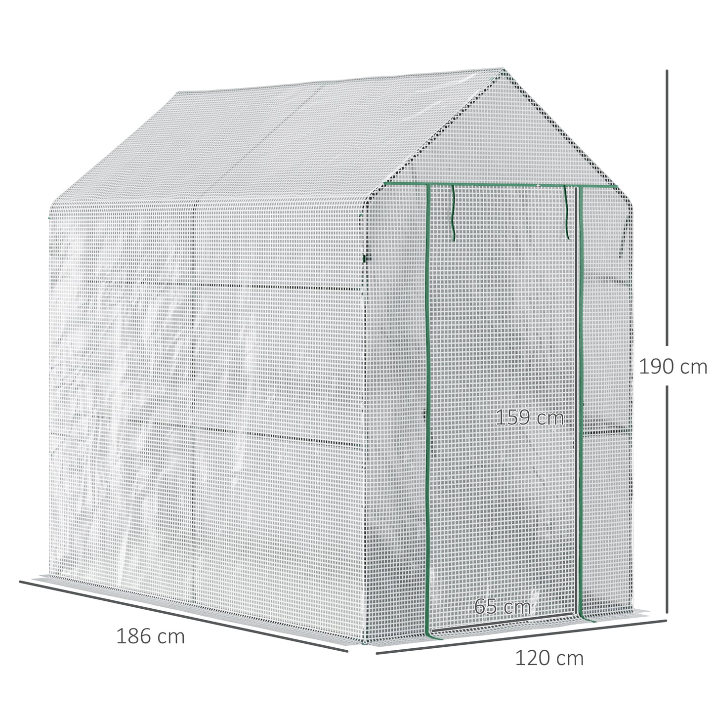 Walk in Garden house w/ Shelves Polytunnel Steeple Grow House 186L x 120W 190Hcm